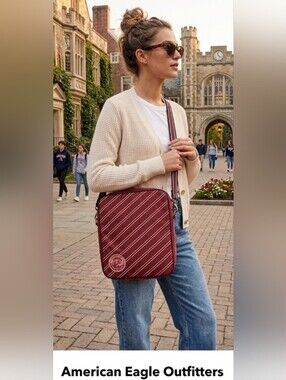 Y2K AEO Striped Red Crossbody Laptop Or Portfolio Or Handbag Bag!!! EUC!